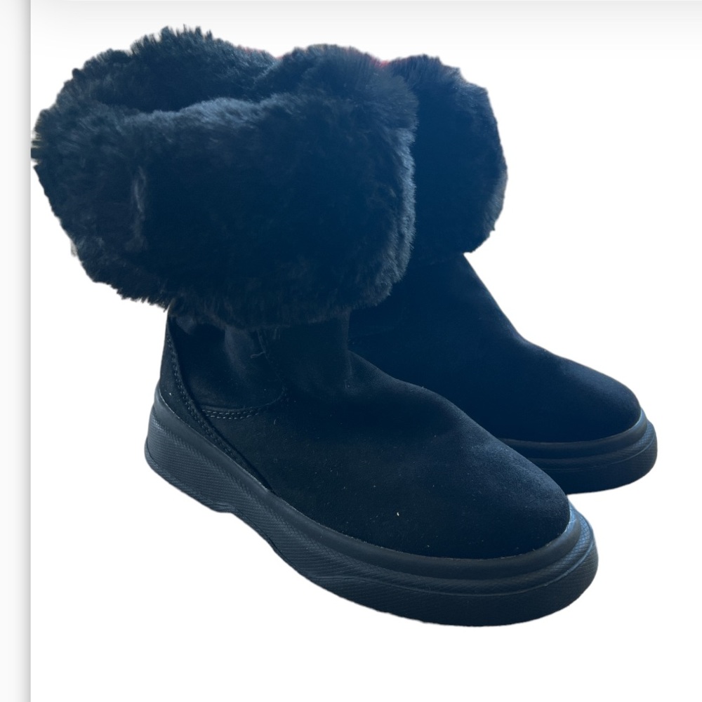 NEW Zara kids black faux fur warm boots size 13